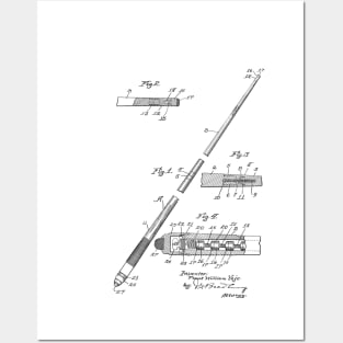 Billiard Cue Vintage Patent Hand Drawing Posters and Art